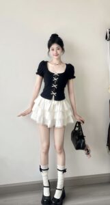 set váy nữ ngắn có nơ (svn01)